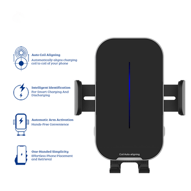 Induction Car Mount: Auto-Scaling, Wireless Charging, 360° Rotation, Stability Lock